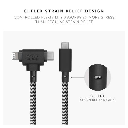 CABLE UNIVERSAL USB-C VERS USB-C/LIGHTNING 1.8M NOIR ZEBRA