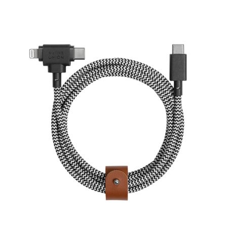 CABLE UNIVERSAL USB-C VERS USB-C/LIGHTNING 1.8M NOIR ZEBRA