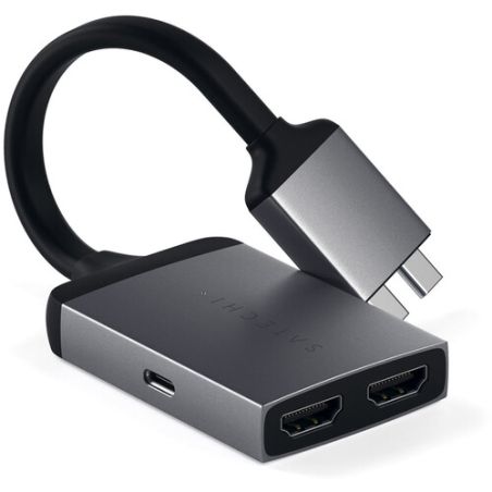 ADAPTATEUR DOUBLE HDMI DOUBLE USB-C GRIS SIDERAL