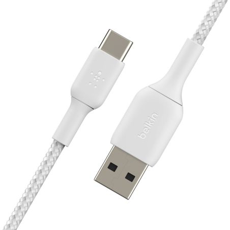 CABLE TRESSE USB-A VERS USB-C BLANC- 1M