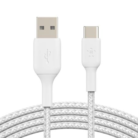CABLE TRESSE USB-A VERS USB-C BLANC- 1M