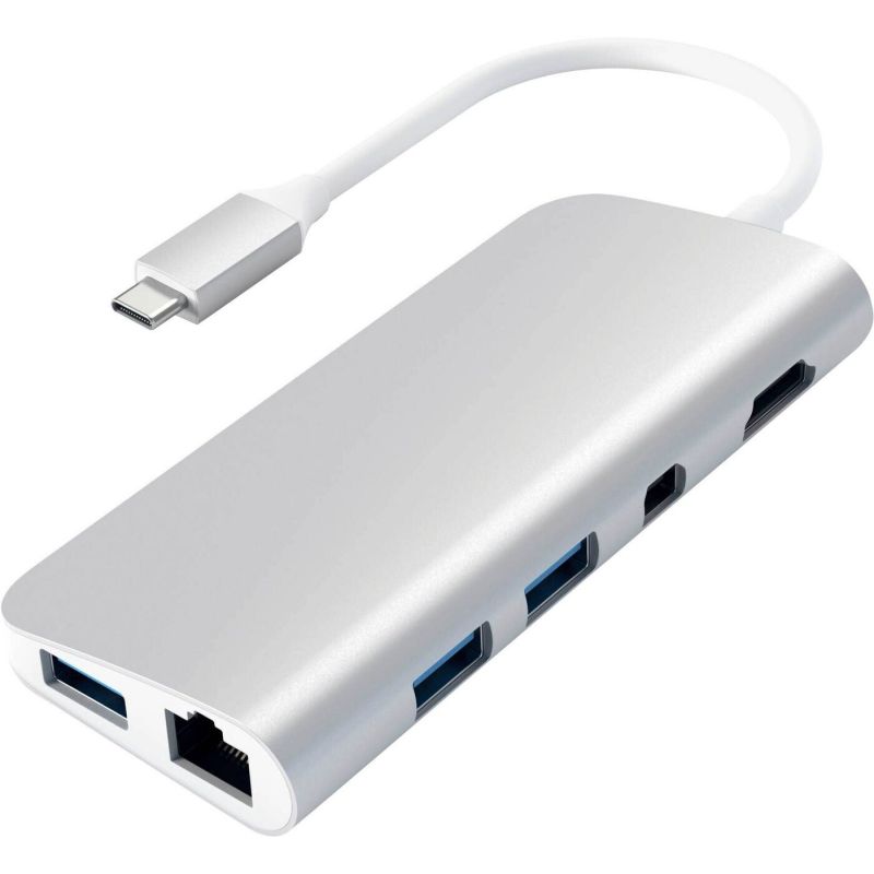 ADAPTATEUR MULTIMEDIA USB-C 8 PORTS 4K ARGENT