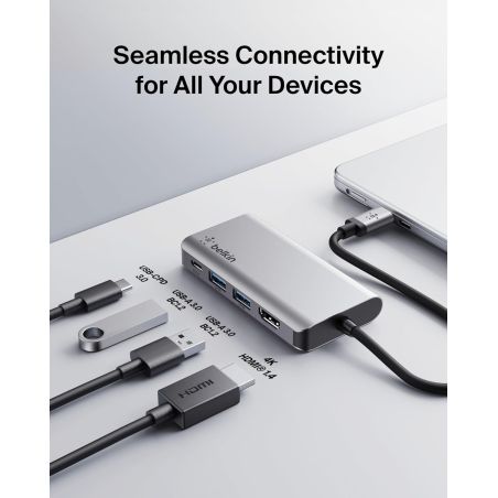 HUB MULTIMADIA USB-C AVEC HDMI 4K/ USB-A x 2/ USB-C - SILVER