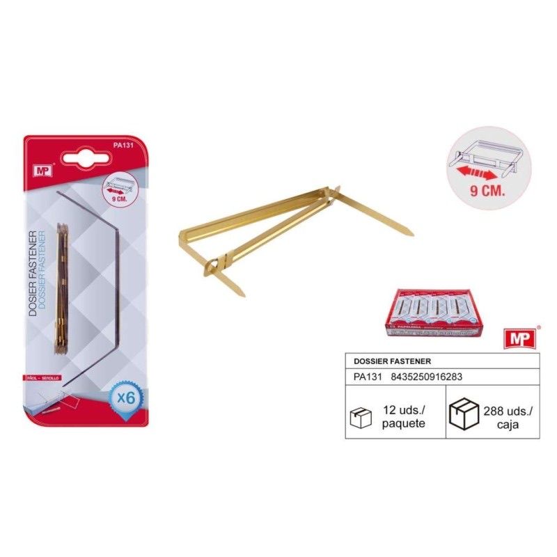 6 ATTACHES POUR ARCHIVES METAL DORE