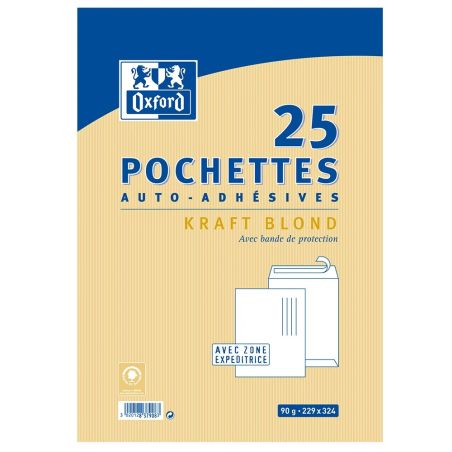 25 KRAFT A4/C4 SELF-ADHESIVE ENVELOPES 90G