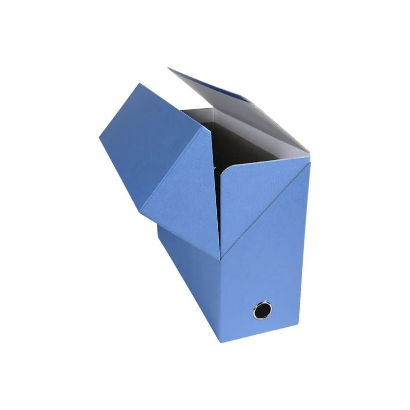 BOITE DE CLASSEMENT PAPIER TOILE 12CM BLEU