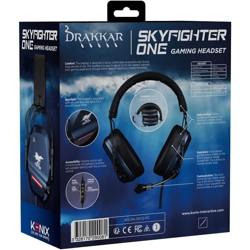 SKYFIGHTER ONE BLACK AND BLUE GAMING HEADSET