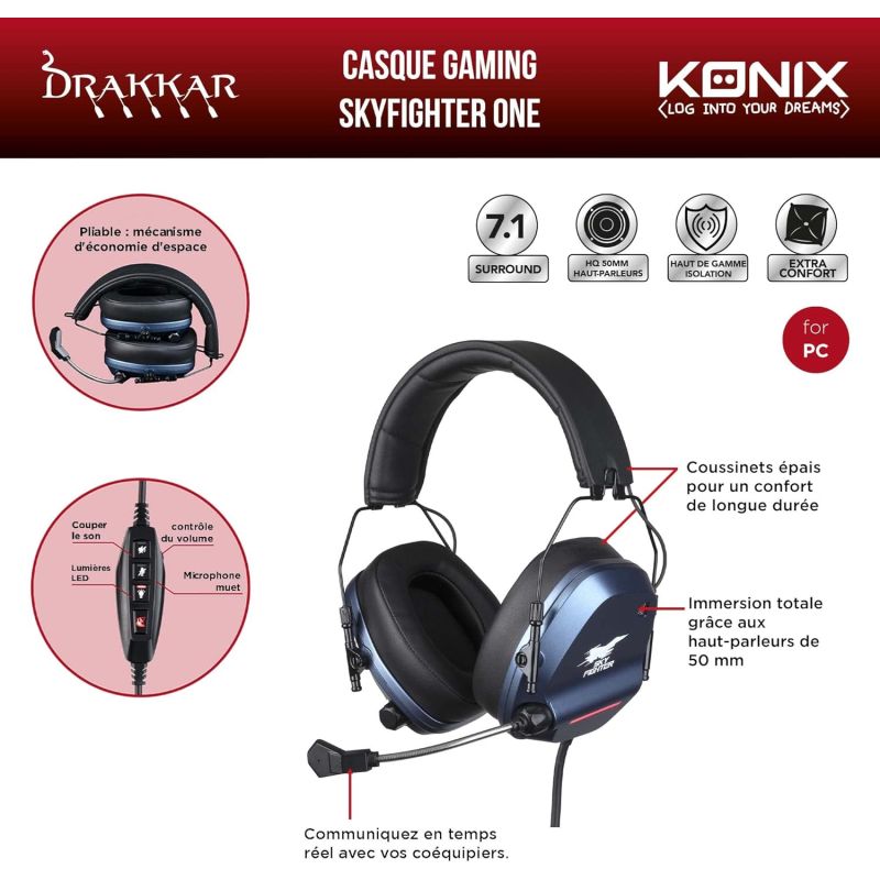 SKYFIGHTER ONE BLACK AND BLUE GAMING HEADSET