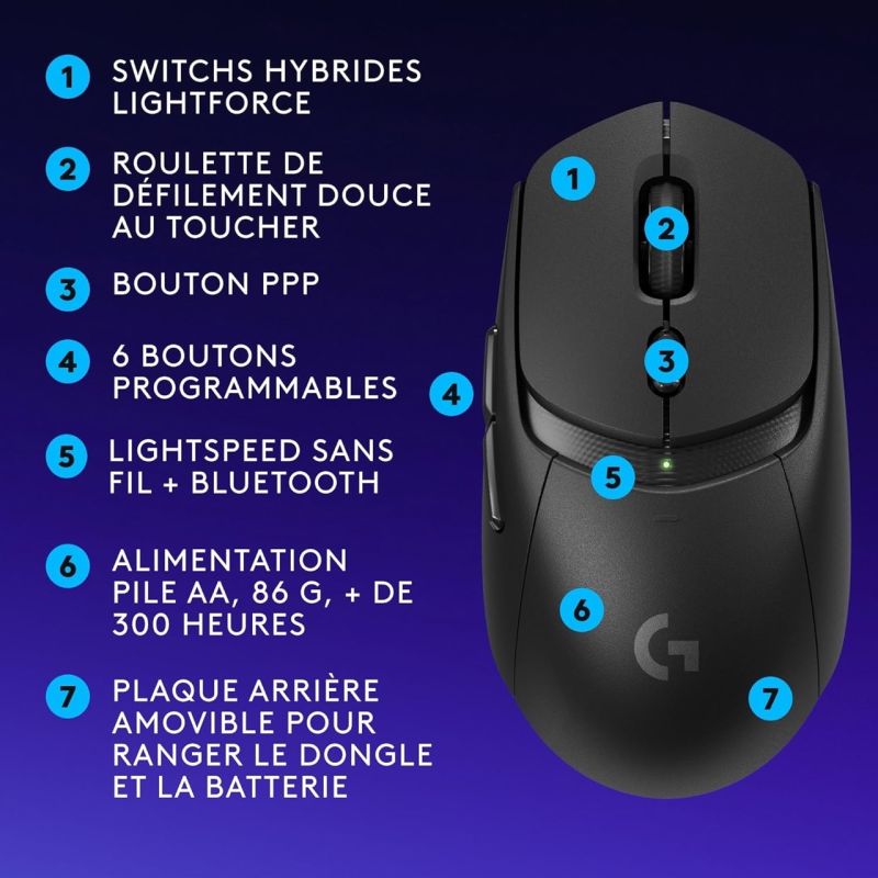 SOURIS SANS FIL G309 LIGHTSPEED GAMING NOIR