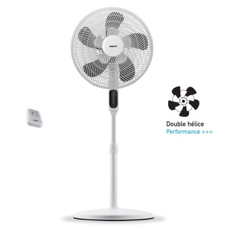 VENTILATEUR SUR PIED 40CM ECRAN LED ET TELECOMMANDE BLANC