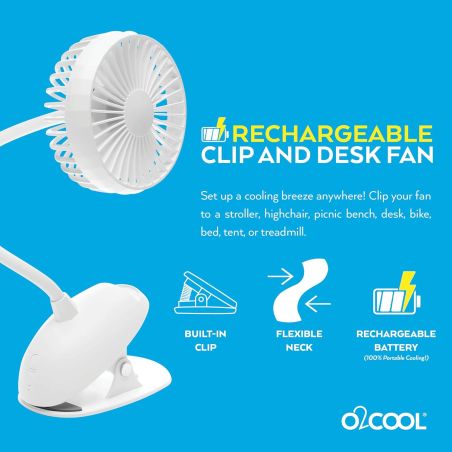 VENTILATEUR A CLIP COL DE CYGNE SANS FIL BLANC