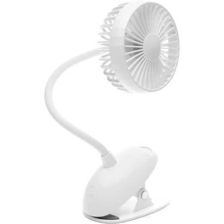 WHITE CORDLESS GOOSENECK CLIP-ON FAN