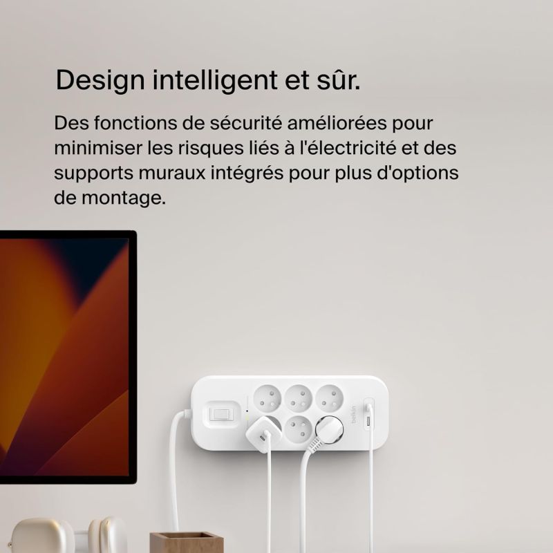 MULTIPRISES PARAFOUDRE 6 PRISES /USB-C ET USB-A