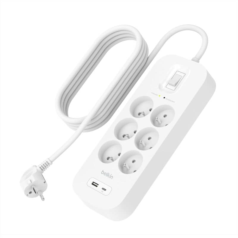 MULTIPRISES PARAFOUDRE 6 PRISES /USB-C ET USB-A
