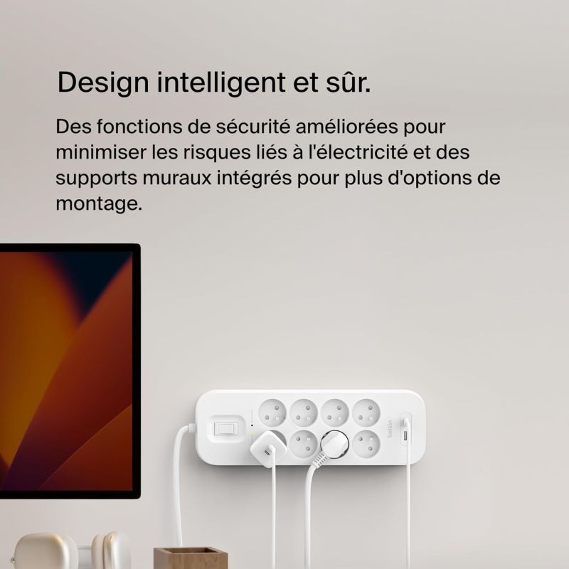 MULTIPRISES PARAFOUDRE 8 PRISES /USB-C ET USB-A