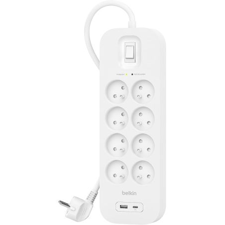 MULTIPRISES PARAFOUDRE 8 PRISES /USB-C ET USB-A