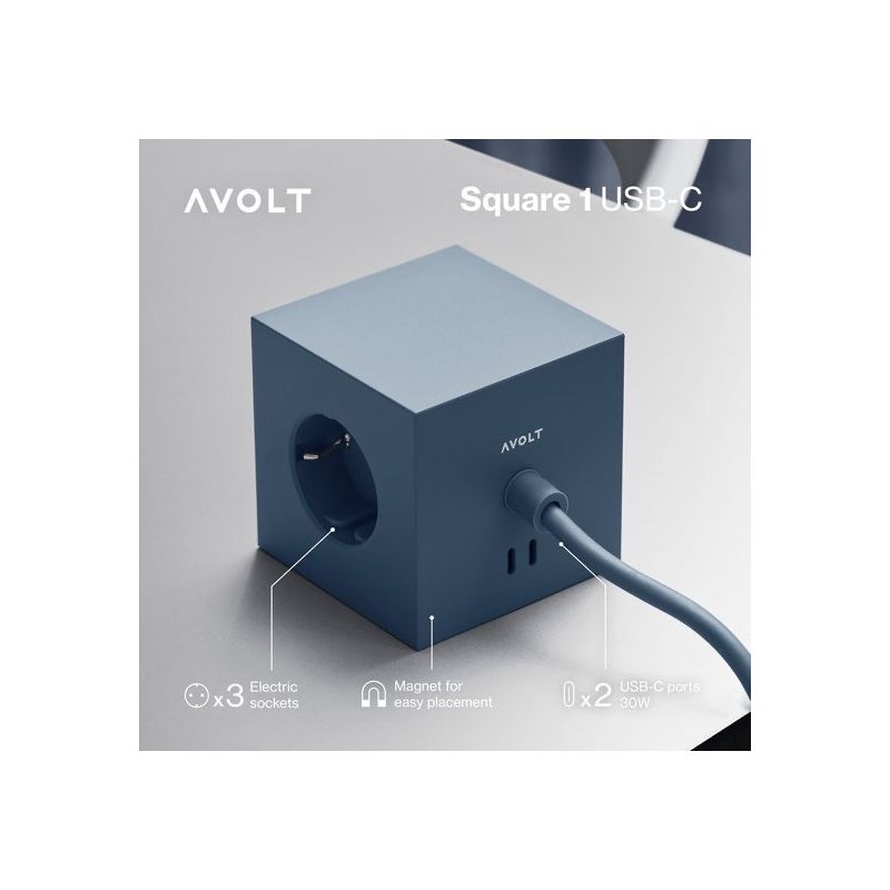 MULTIPRISE AVEC USB/MAGNET ET CABLE 1.8M BLEU OCEAN