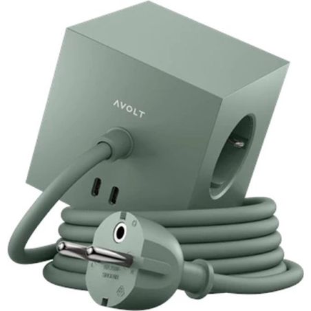 MULTIPRISE AVEC USB/MAGNET ET CABLE 1.8M VERT