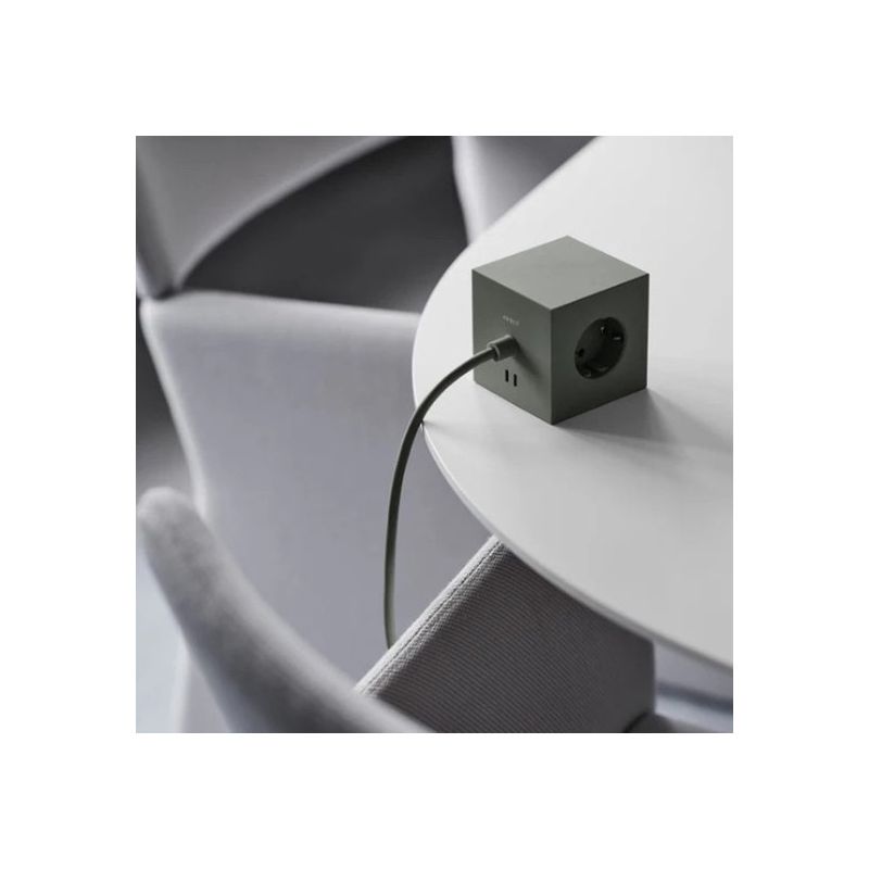 MULTIPRISE AVEC USB/MAGNET ET CABLE 1.8M VERT