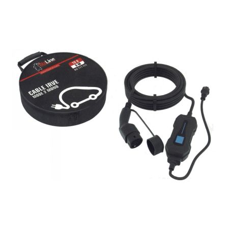 CABLE DE CHARGE IRVE MONOPHASE AVEC BOITIR 10A 5M NOIR
