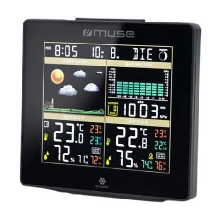 MUSE M-085 WS BLACK WEATHER STATION ALARM CLOCK