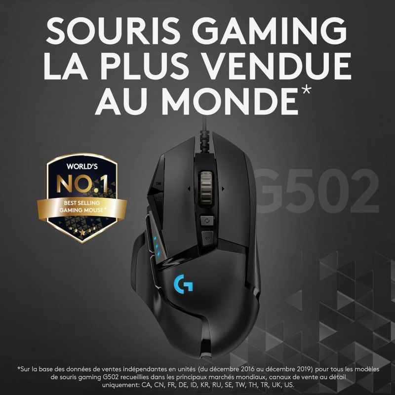 SOURIS GAMING FILAIRE G502HERO RGB NOIR