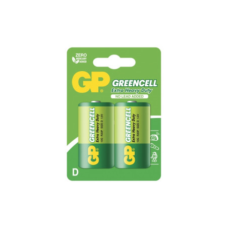 GREENCELL BATTERY SIZE D LR20 1.5V (2 BATTERIES)