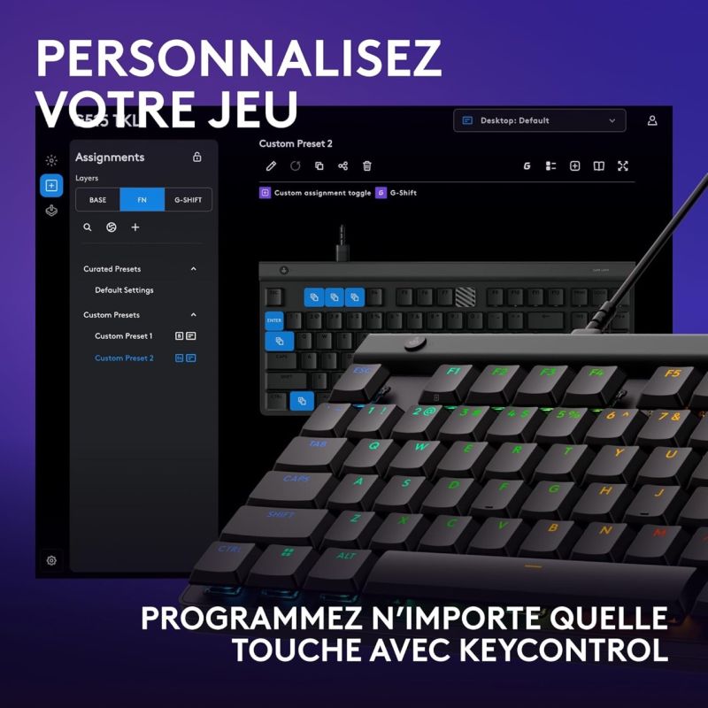 CLAVIER GAMING RETROECLAIRE FILAIRE G515 TKL NOIR