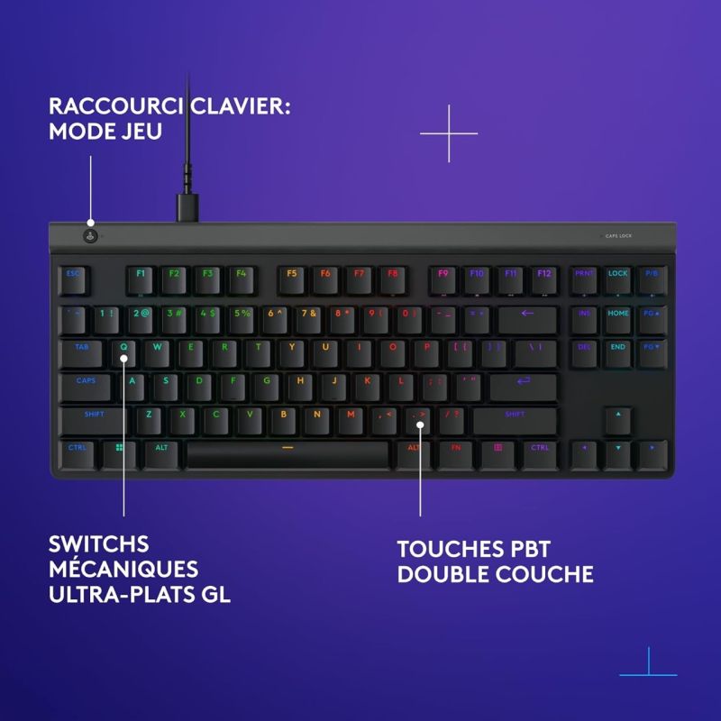 CLAVIER GAMING RETROECLAIRE FILAIRE G515 TKL NOIR