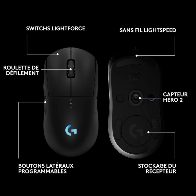 SOURIS SANS FIL GAMING PRO 2 LIGHTSPEED NOIR