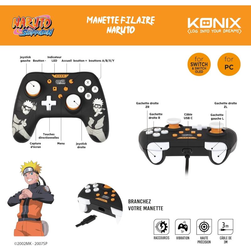 MANETTE SWITCH FILAIRE NARUTO NOIR
