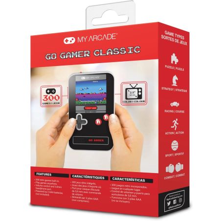 CONSOLE GO GAMER CLASSIC 300 JEU EN 1 NOIR GRIS ROUGE