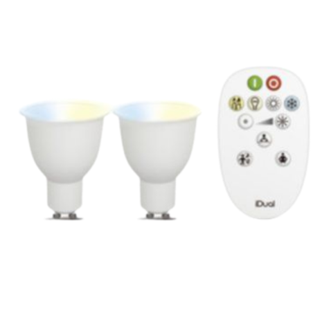2 WHITE LED BULBS + REMOTE CONTROL