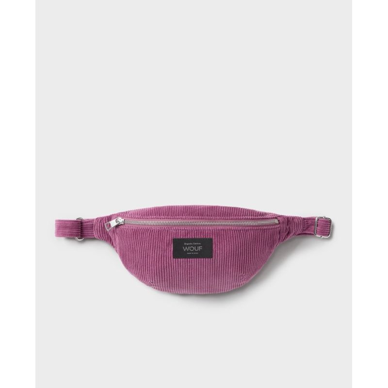 SAC BANANE 33 CM VELOURS COTELE MAUVE