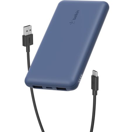 BATTERIE EXTERNE 10000 MAH USB-C ET 2 USB-A BLEU