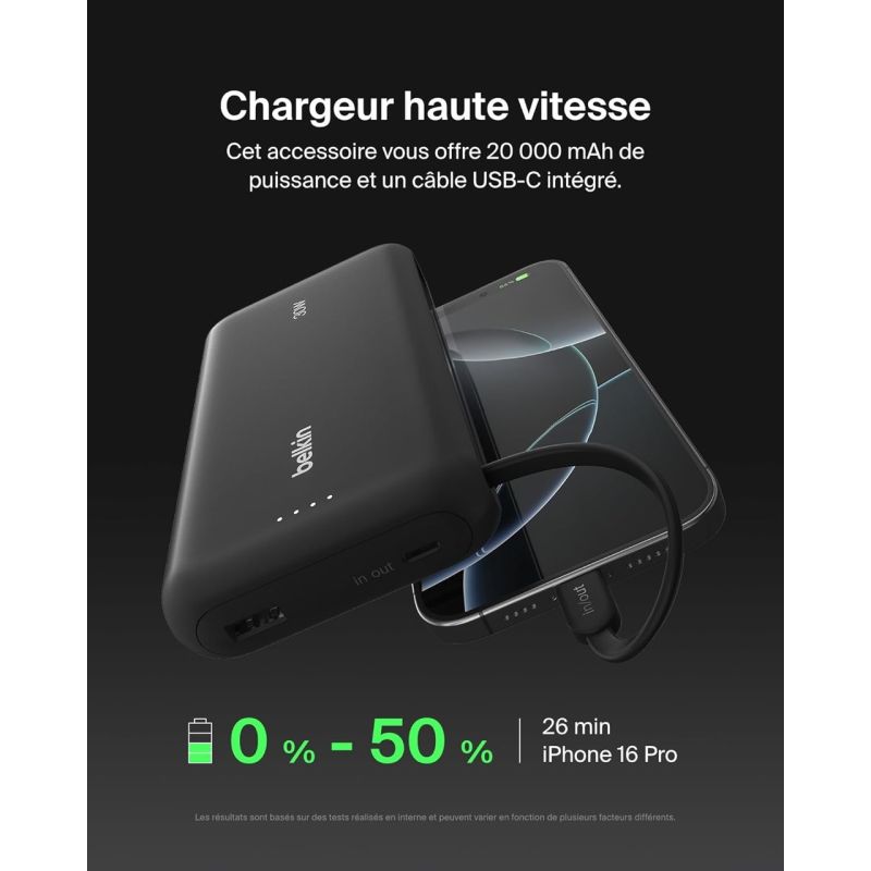 BATTERIE EXTERNE 20K 30W USB-C ET USB-A