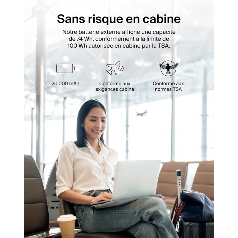 BATTERIE EXTERNE 20K 30W USB-C ET USB-A