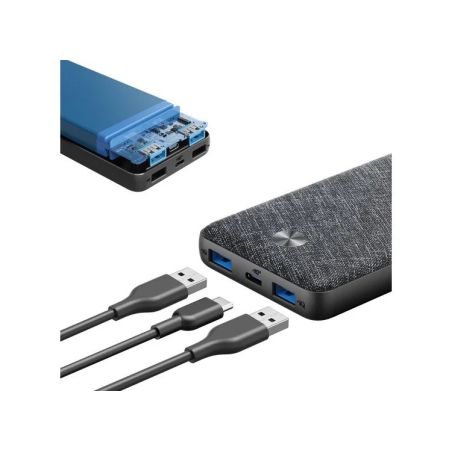 BATTERIE EXTERNE 10000 MAH 20W 3 PORTS NOIR