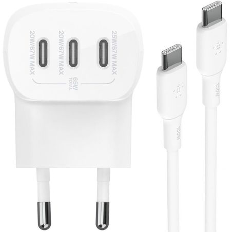3X USB-C 67W MAINS CHARGER + 2M USB-C CABLE