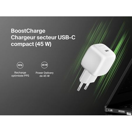 CUBIC 45W USB-C AC CHARGER WHITE
