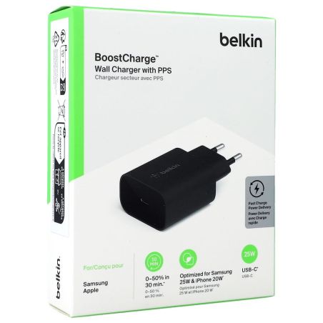 CHARGEUR SECTEUR RAPIDE USB-C 25W PD ET PPS NOIR