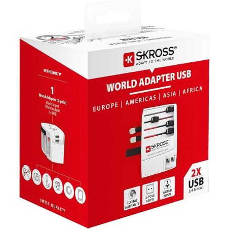 ADAPTATEUR DE VOYAGE UNIVERSEL MUV USB X2 BLANC