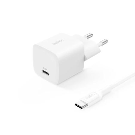 25W MAINS CHARGER + 1M WHITE USB-C /USB-C CABLE