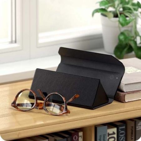 FINDALL GLASSES CASE BLACK VEGETABLE LEATHER