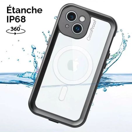 COQUE ETANCHE ANTICHOC MAGSAFE IPHONE 15 PLUS TRANSPARENT
