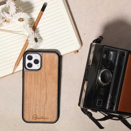 COQUE BUMPER EN BOIS IPHONE 12 MINI NOYER