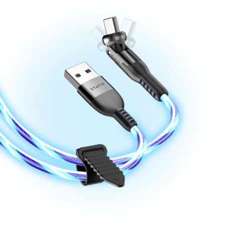 CABLE DE CHARGE USB-A VERS USB-C PIVOTANT 12 W LED 2M