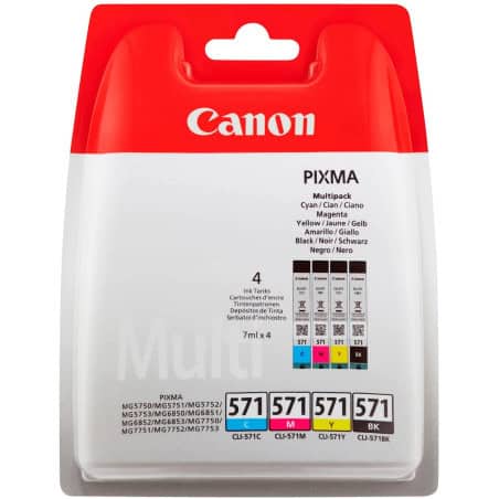 PACK DE 4 CARTOUCHES MULTI COULEURS ENCRE CLI 571