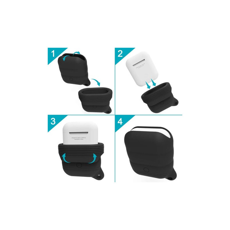BLACK AIRPODS WATERPROOF PROTECTION