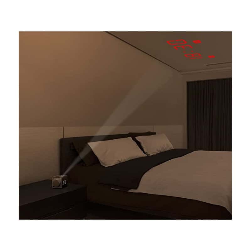 RADIO REVEIL AFFICHAGE DIGITAL AVEC PROJECTION DE L'HEURE GRIS